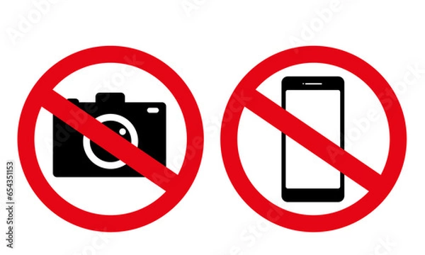 Obraz スマートフォン　カメラ　撮影禁止ピクトグラム　セット