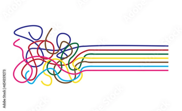 Fototapeta Chaos and order, colorful diagram isolated on white background. Vector illustration.