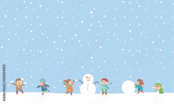 Obraz こどもの雪遊び2