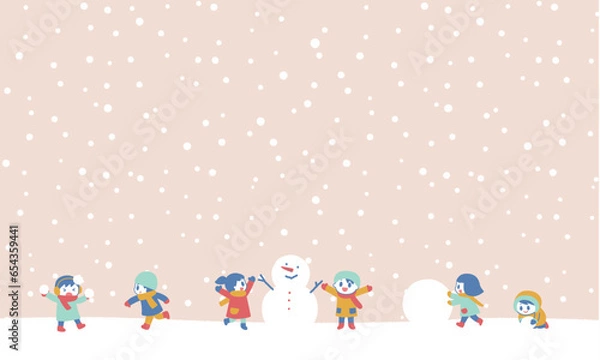 Obraz こどもの雪遊び1