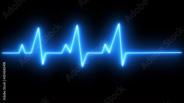 Obraz ECG health medical monitor abstract saber heartbeat rate and pulse background on black screen