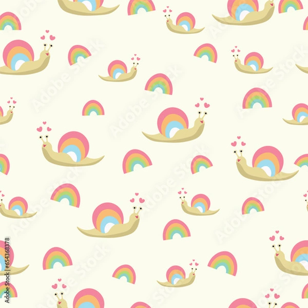 Fototapeta Very beautiful snail vector seamless pattern design for decoration, wallpaper, wrapping paper, fabric, background, etc.
