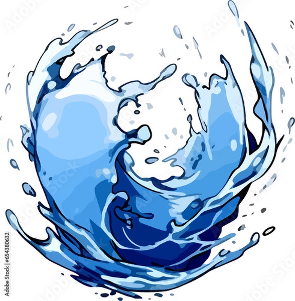 Obraz power blast magic water splash element comic action effect drawing lines generated with AI
