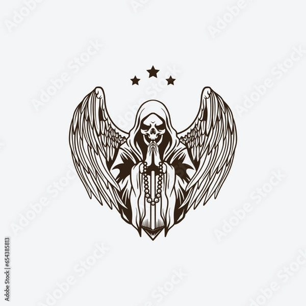 Obraz devil wings skull mascot logo vector illustration, devil design template.