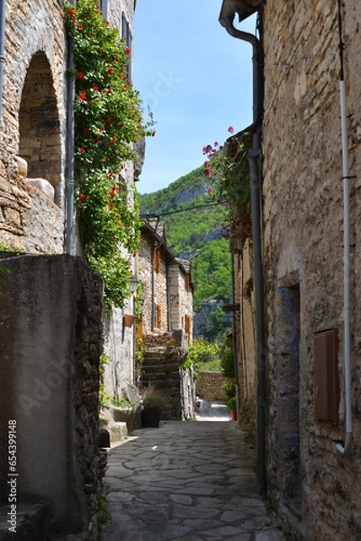 Fototapeta medieval village of La Malene in the Tarn River Gorge in the Cevennes National Park