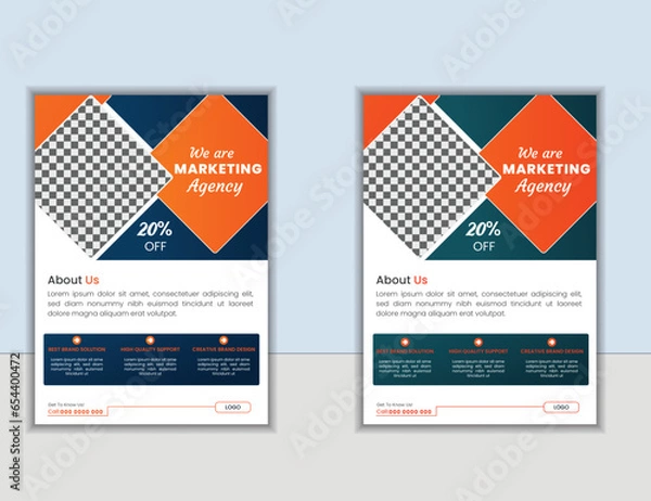 Obraz flyer. minimal official business advertising magazine poster flyer newest trendy creative corporate multipurpose with red color creative corporate trendy geometric shape template print design 