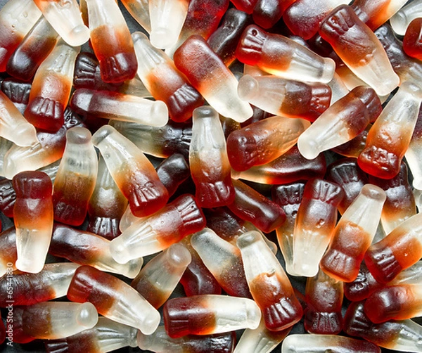 Fototapeta Chewy cola bottle background