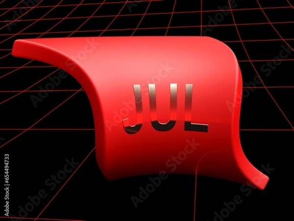 Fototapeta Red waving flag as an icon for july