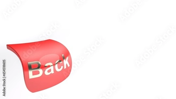 Fototapeta Red icon with back word on the left bottom side of the screen - 3D rendering illustration
