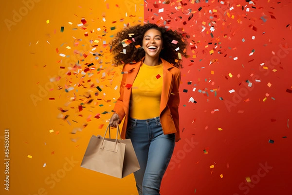 Obraz Glückliche Frau beim Einkaufen