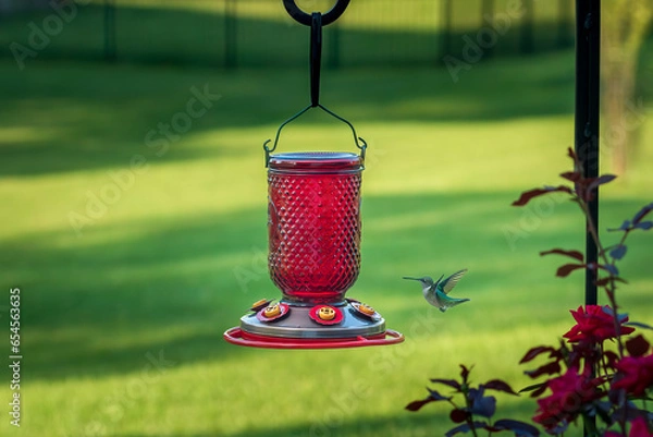 Fototapeta Hummingbird coming in for a landing at the feeder