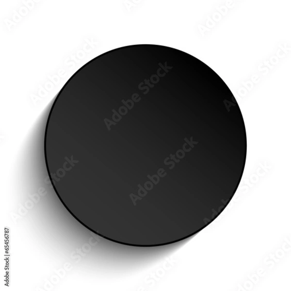 Fototapeta Black Circle Button on White Background