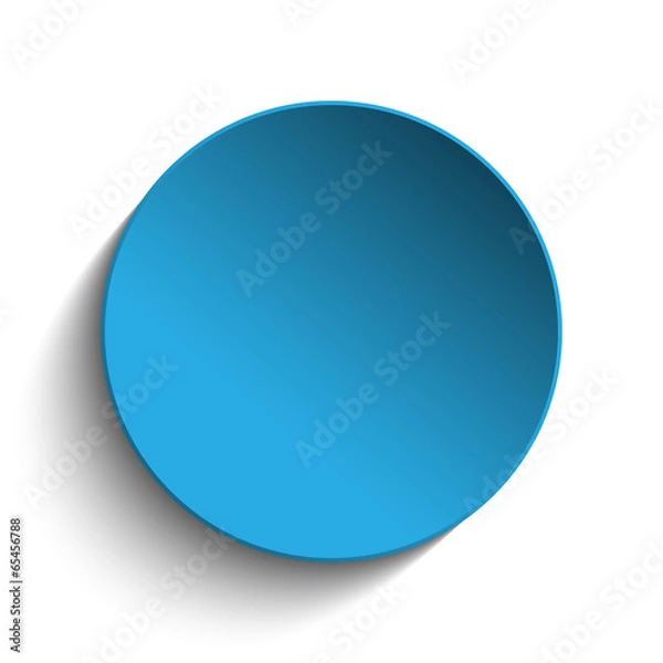 Fototapeta Blue Circle Button on White Background