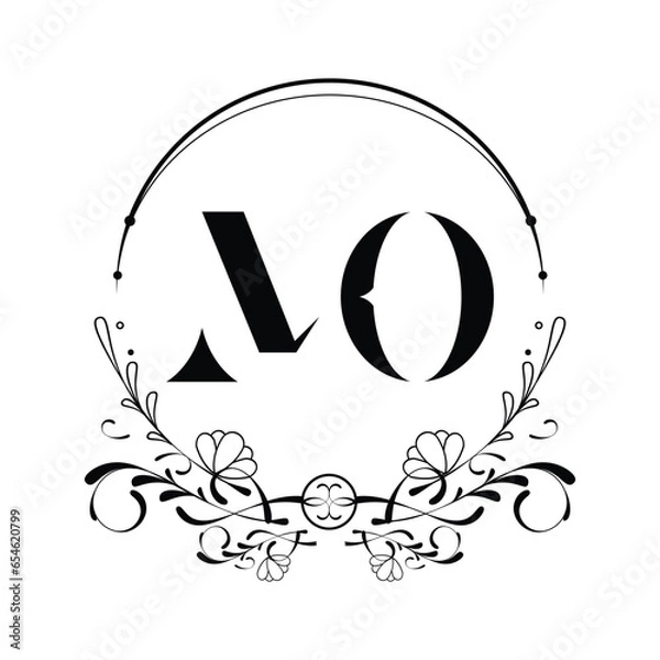 Fototapeta Abstract letter MO logo. vector vintage golden art nouveau badge vector incorporate with abstract shape in the creative way.