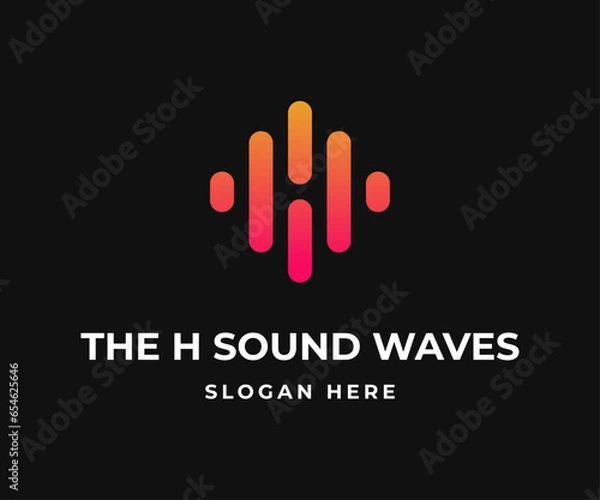 Fototapeta Letter H Sound Waves logo design