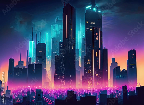 Obraz night city skyline