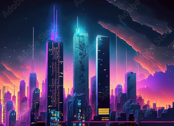 Obraz night city skyline