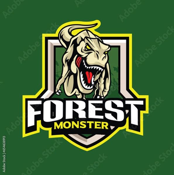 Fototapeta Vector illustration of trex mascot logo template for sport team and gaming team