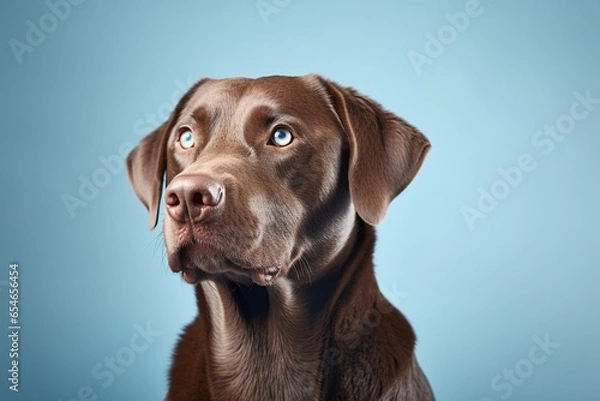 Fototapeta Generative AI : Close up of a beautiful beagle dog at the veterinarian. Caucasian and hispanic professional vet with gloves checking the health of a cute dog at the pet clinic