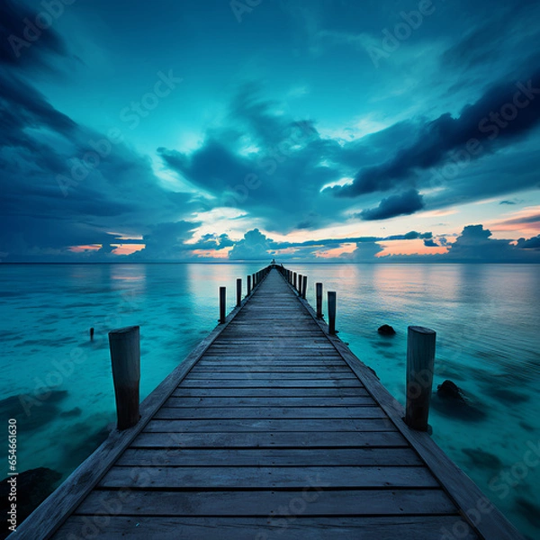 Fototapeta 青い海と橋