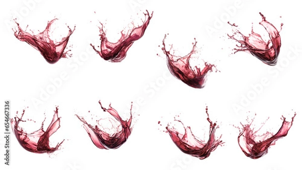 Fototapeta red wine splashes isolated