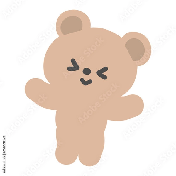 Fototapeta バンザイをして大喜びしているくまのイラスト