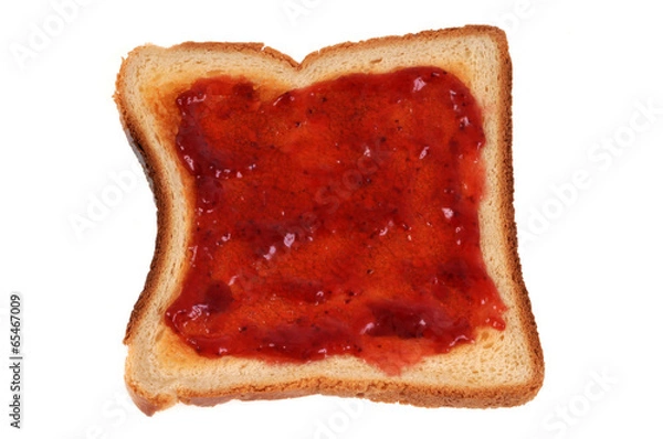 Obraz Dżem truskawkowy na tostowanym chlebie kanapkowym