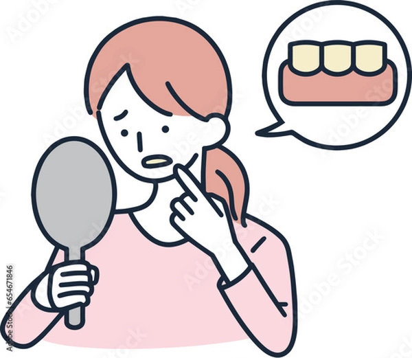 Obraz 歯が黄ばんだ女性　シンプルイラスト