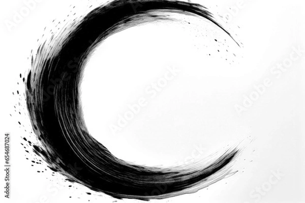 Fototapeta Abstract black ink splash, drops, paint, brush strokes, stain grunge isolated on transparent background.
