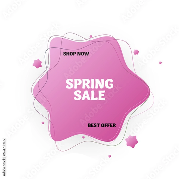 Obraz Spring sale banner. Sale offer. Gradient shape badge, discount text. Vector illustration