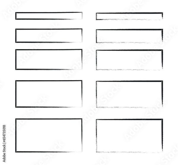 Fototapeta Brush stroke black grunge frames, brush symbol, edge frame, abstract texture vector illustration.