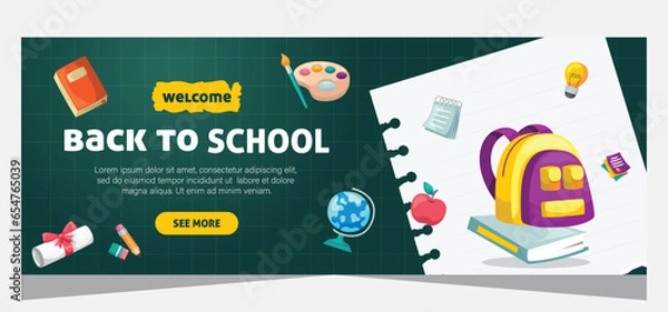 Fototapeta Banner template for back to school