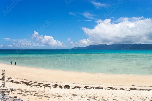 Fototapeta Walking on a deserted tropical beach