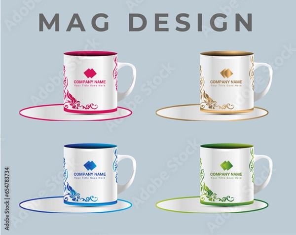 Fototapeta personalized mug design. personalised mug mock-up design for e-commerce seller. custom cup mockup print. custom text and image white cup seller
