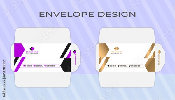 Fototapeta Vector modern creative personal and professional use and company envelope design template
