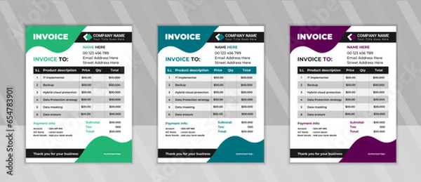 Fototapeta Business Invoice. money bills.price invoices, Business invoice form template, bill graphic, or payment receipt page vector, unique & minimal Invoice design 
