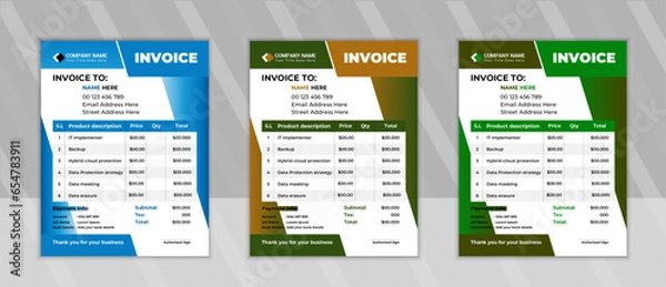 Fototapeta Business Invoice. money bills.price invoices, Business invoice form template, bill graphic, or payment receipt page vector, unique & minimal Invoice design 
