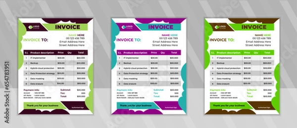Fototapeta Corporate and business invoice design template design, Company invoice template with price receipt, payment agreement, invoice bill, 
accounting, bill receipt
