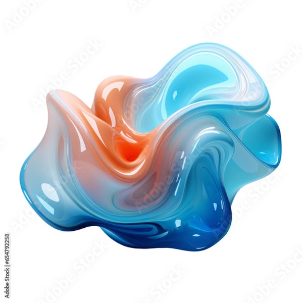 Fototapeta Colorful fluid 3D shapes. Abstract liquid gradient elements on white background.