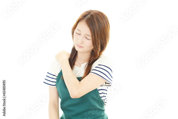 Fototapeta 肩痛を訴える女性