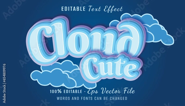 Obraz cloud cute 3d text effect design