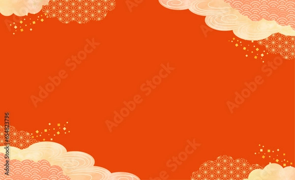 Obraz 和風背景素材　お正月・成人式（横長）