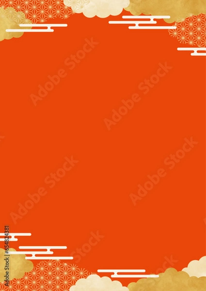 Obraz 和風背景素材　お正月・成人式（A4サイズ比・縦）