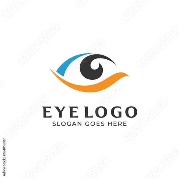 Fototapeta The eye logo in an abstract style with three colors symbolizes concern for vision