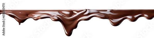 Fototapeta Pouring melting chocolate dripping  isolated on transparent background cutout, png