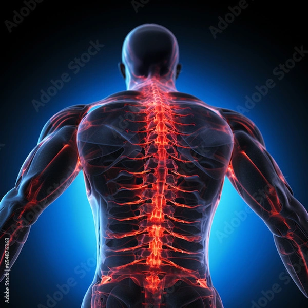 Fototapeta Human nervous system displayed on blue screen