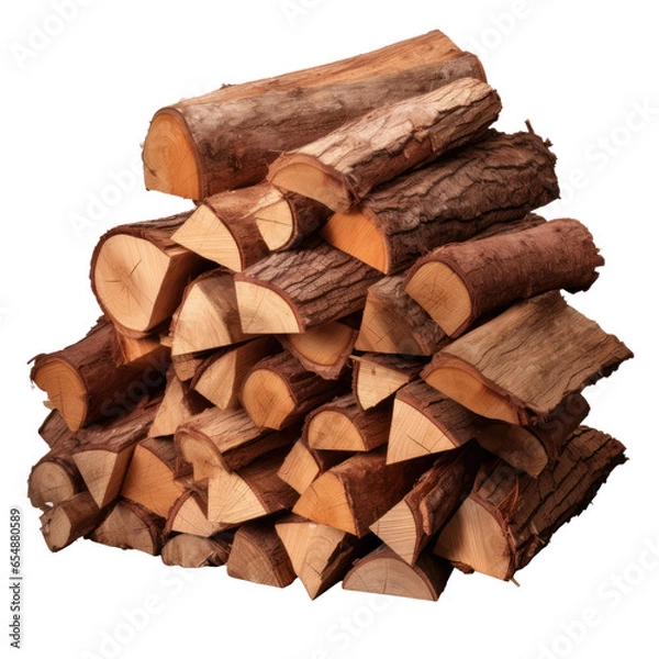 Fototapeta Stack of firewood. Isolated on transparent background.