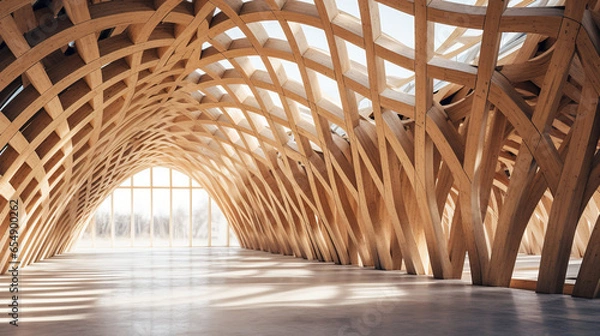 Fototapeta Wooden structures.  Modern architecture