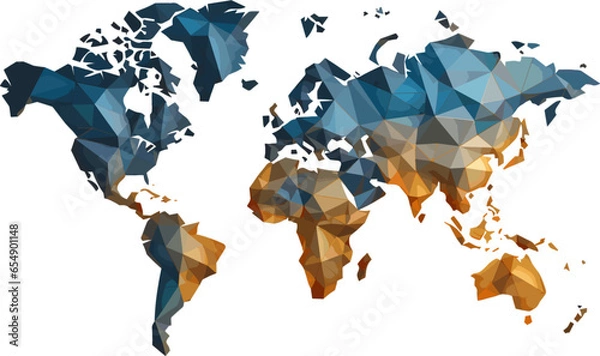 Obraz world map vector warm and cold tone