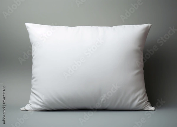Fototapeta White Pillow on Grey Background. Mockup. Copy Space